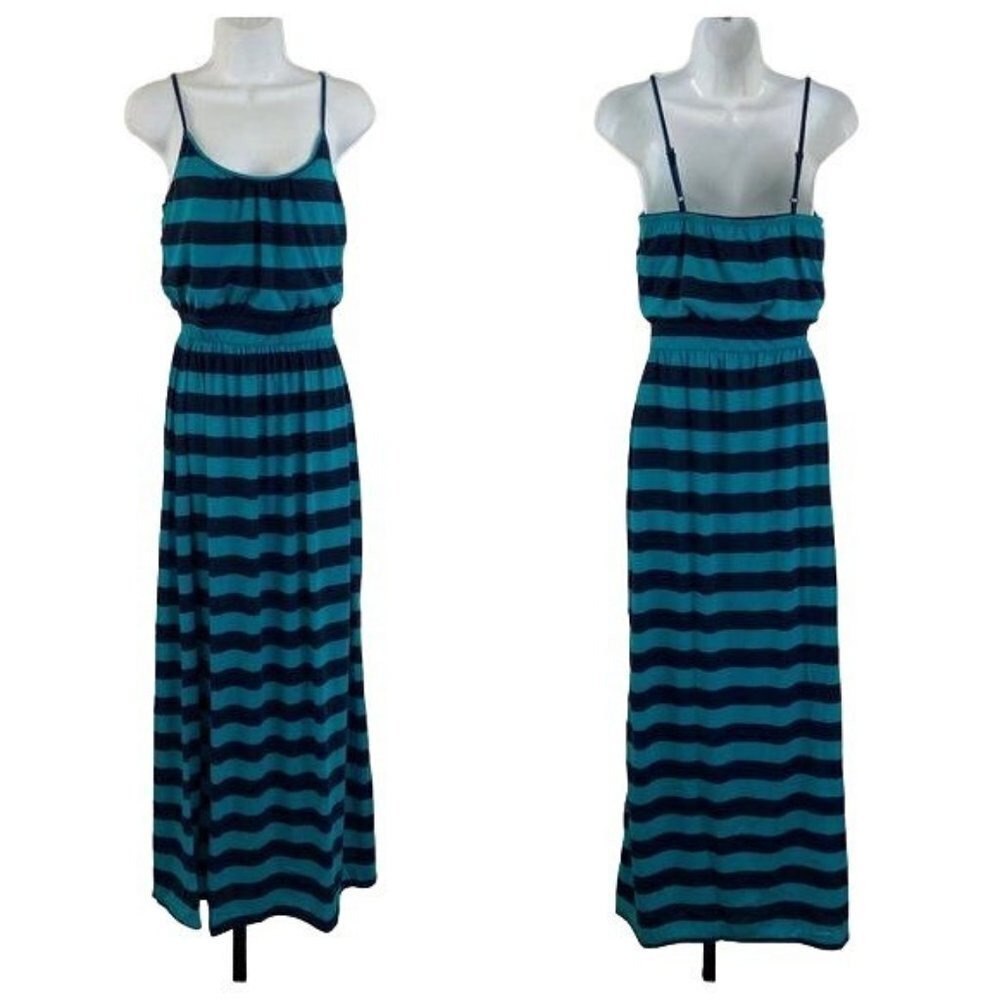 August Salt Blue‎ Striped Knit Maxi Dress Size S NWT